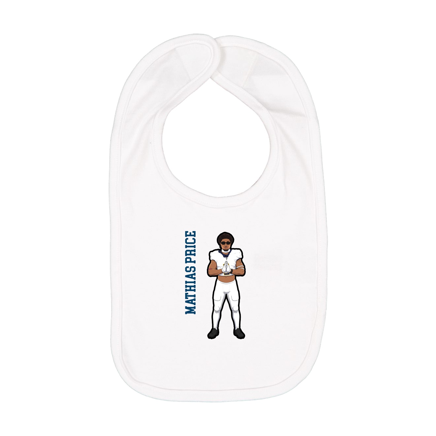 Infant Bib — Name Vertical in White