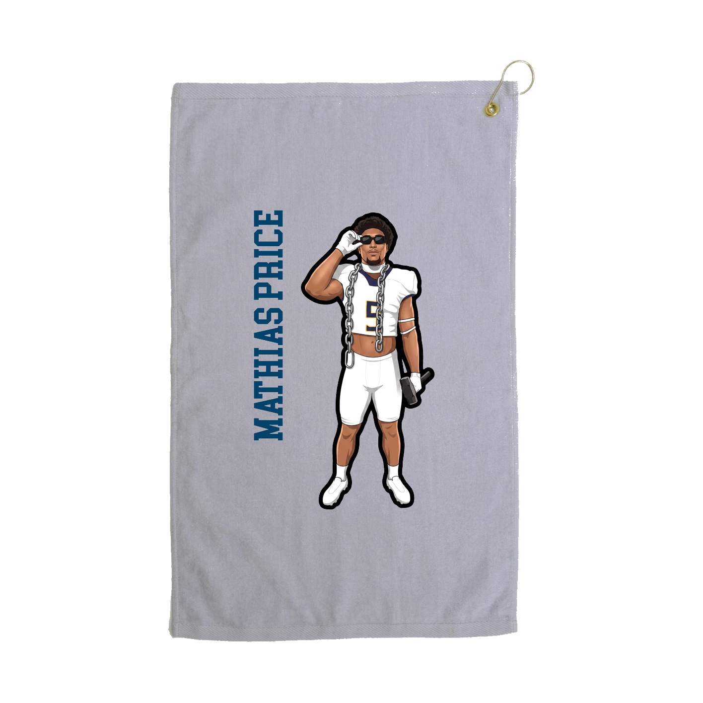 Golf Towel — Name Vertical in Grey