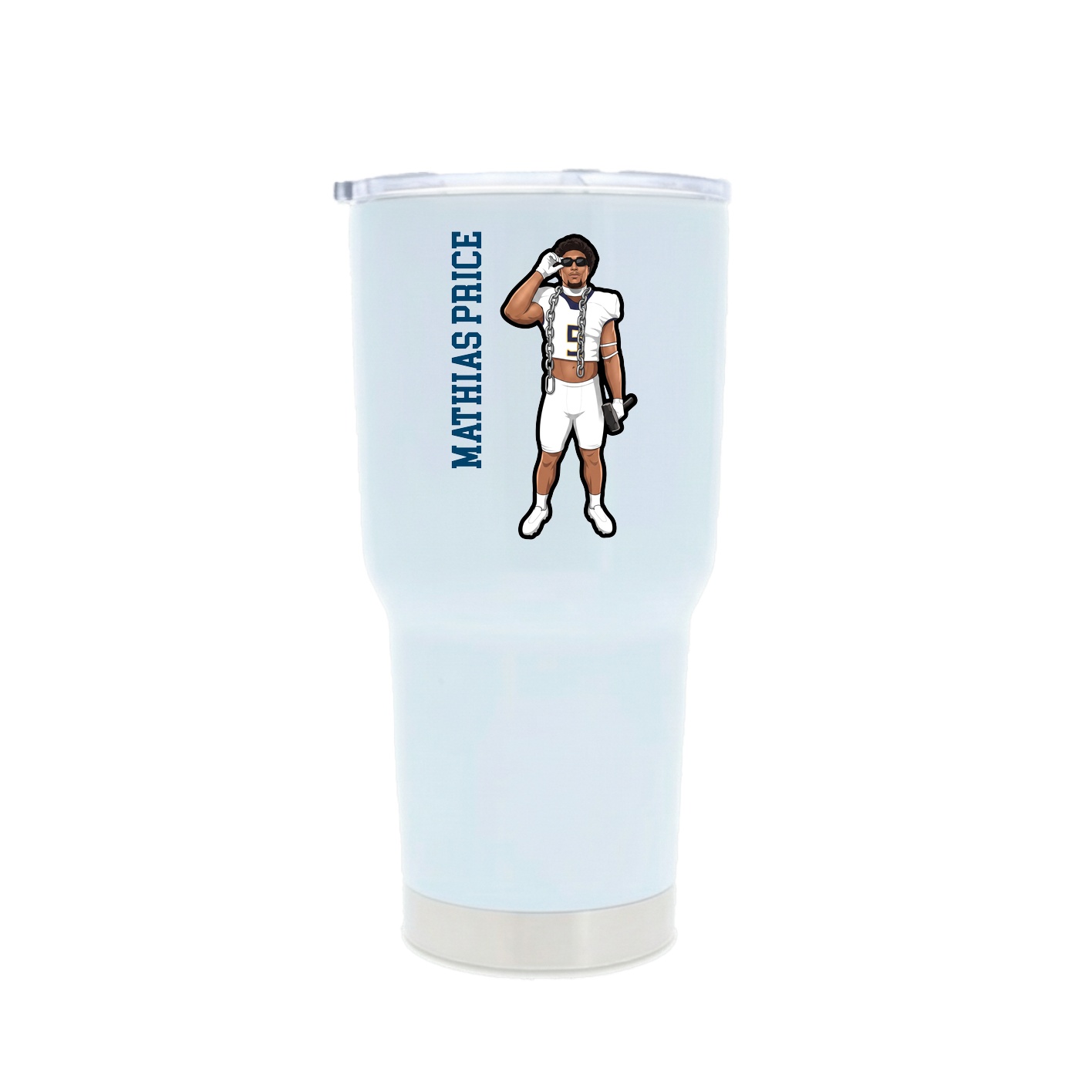 30oz Stainless Steel Tumbler — Name Vertical in White