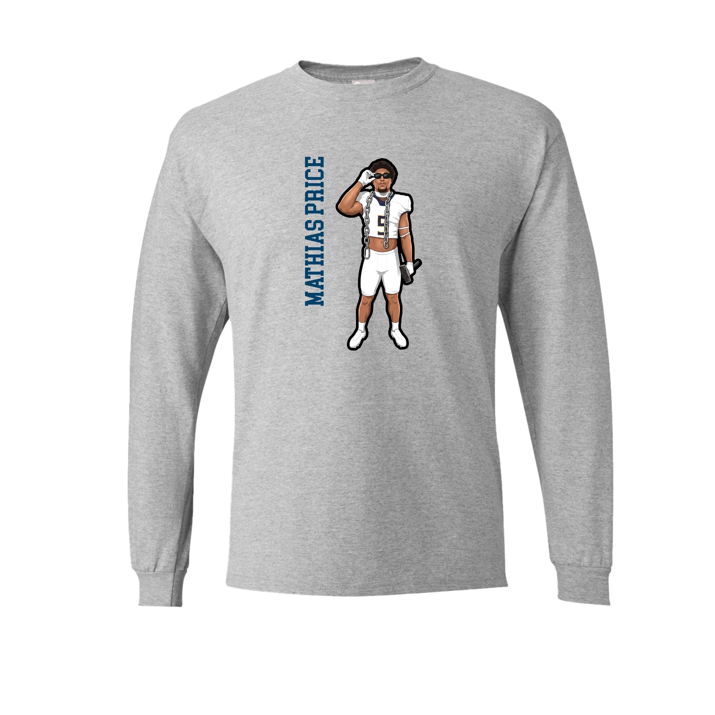 Long Sleeve Tee — Name Vertical in Grey