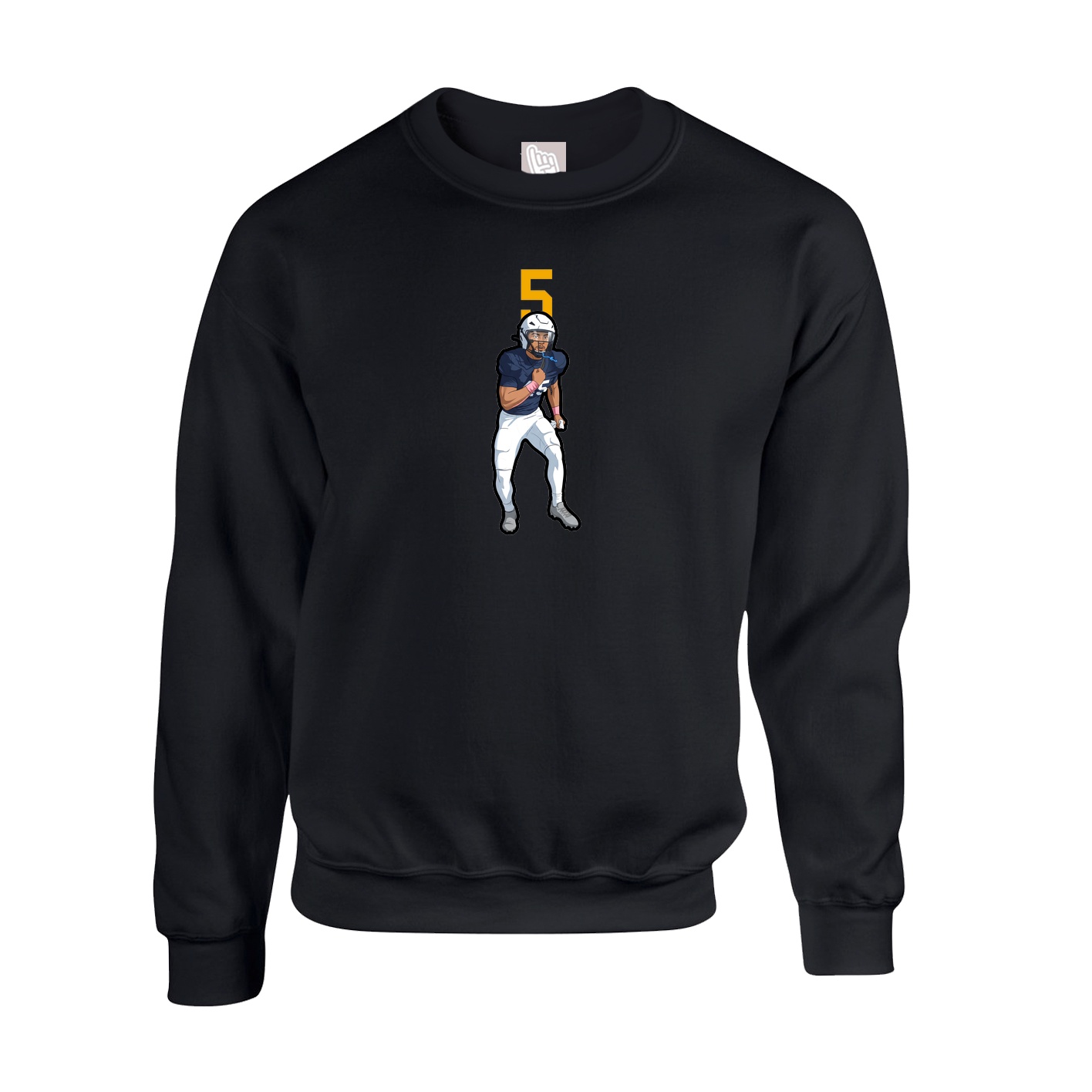 Fleece Crew — Number Top in Black