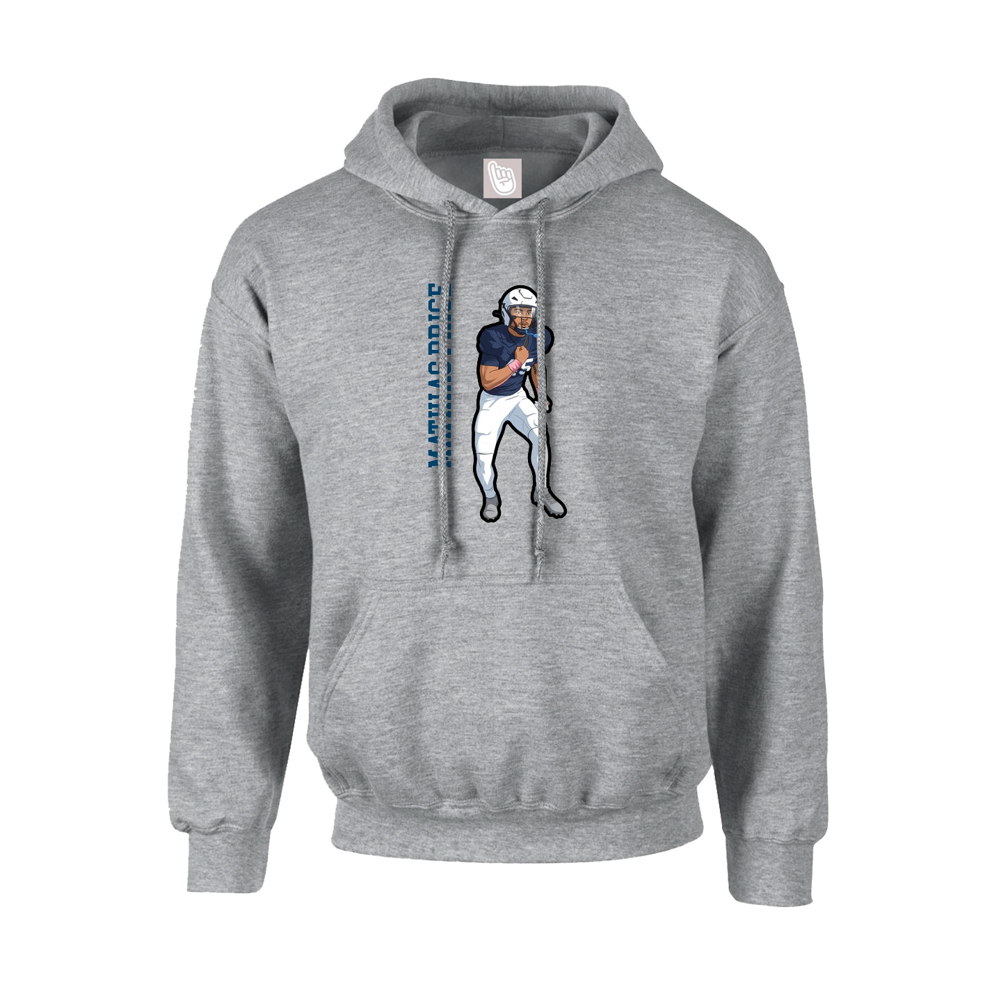 Youth Hoodie — Name Vertical in Grey