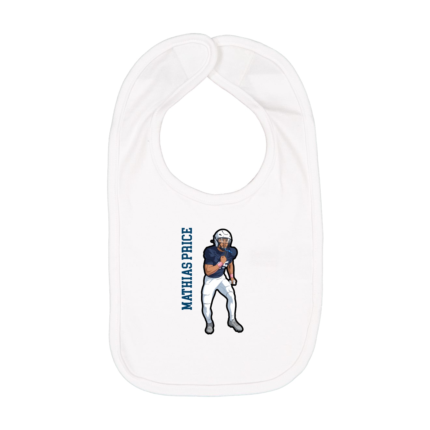 Infant Bib — Name Vertical in White