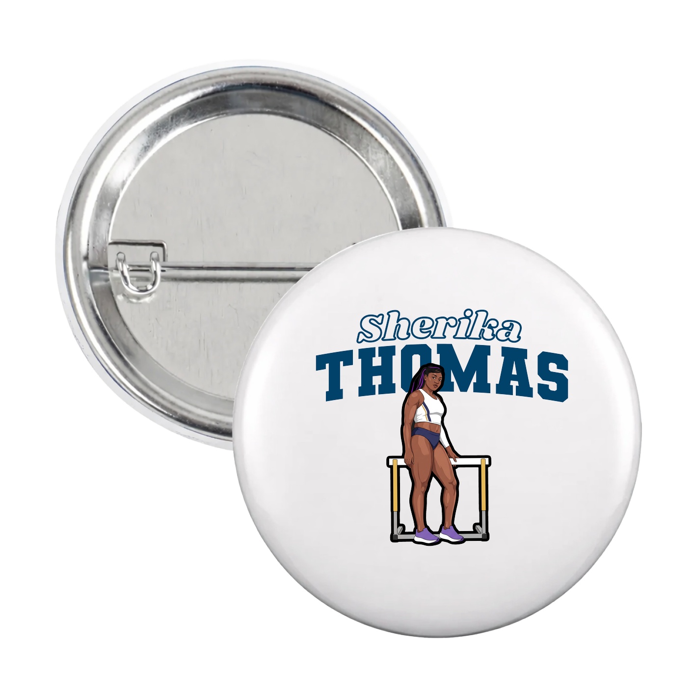 Game Day Button — Name Arch in White