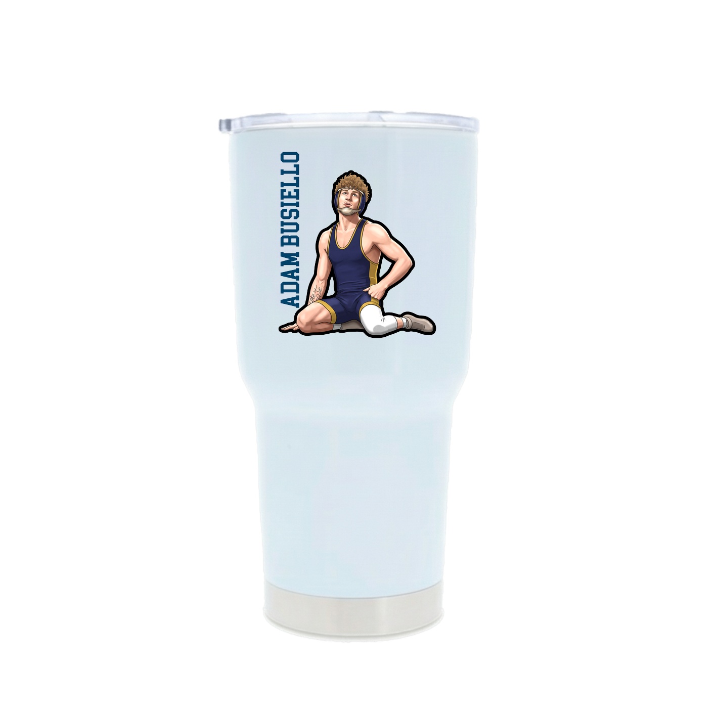 30oz Stainless Steel Tumbler — Name Vertical in White