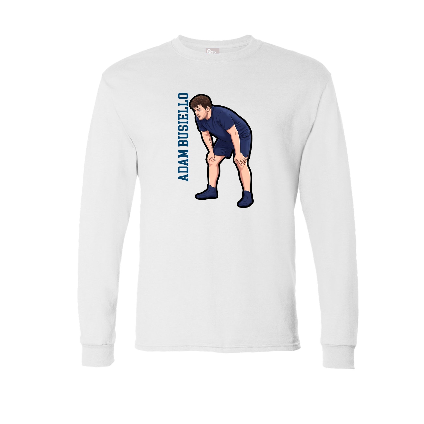 Long Sleeve Tee — Name Vertical in White