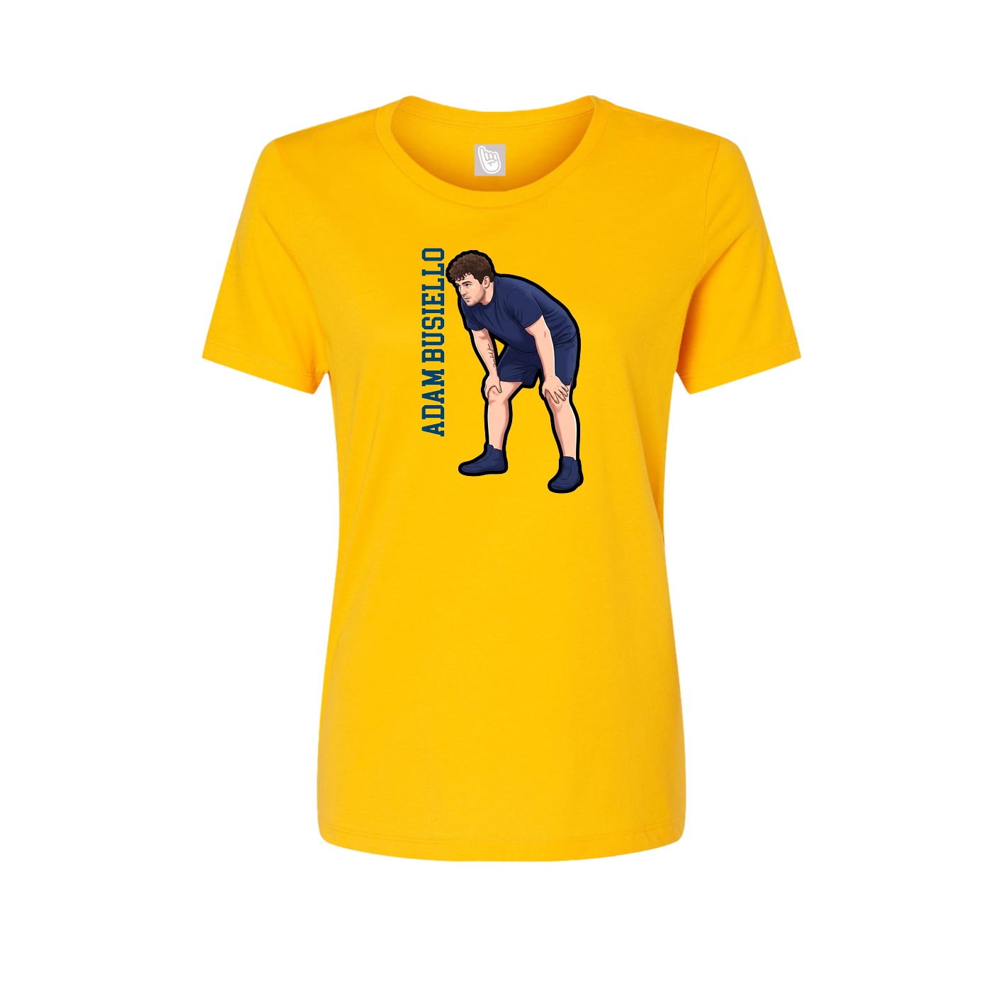 Fitted Women's Tee — Name Vertical in Gold