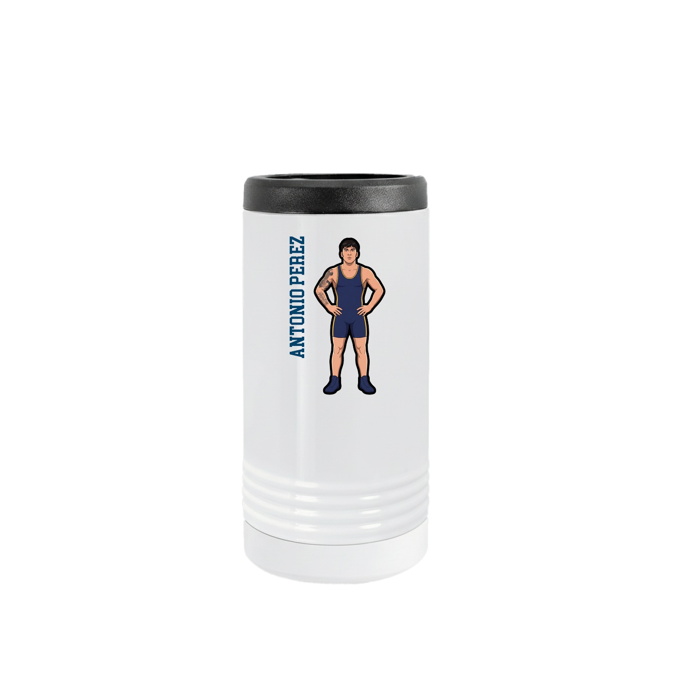 Slim Beverage Holder — Name Vertical in White