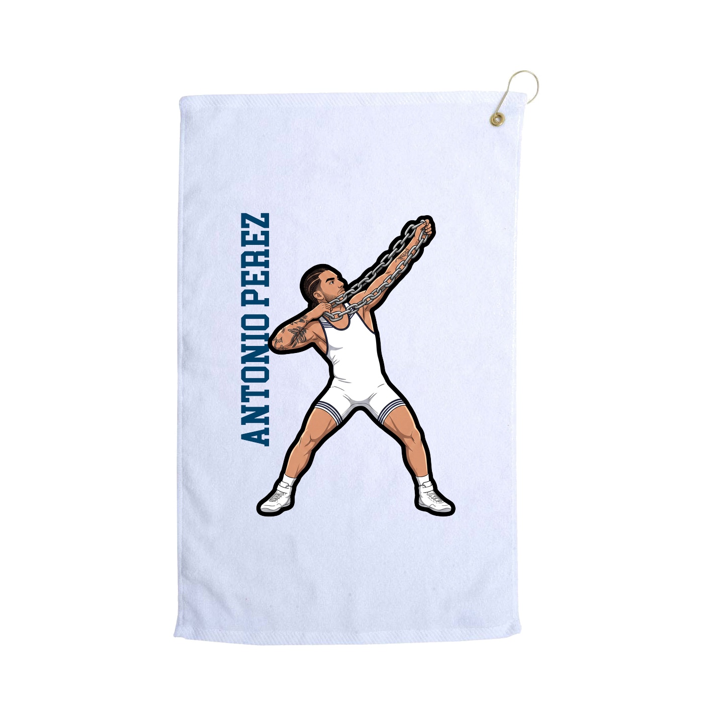 Golf Towel — Name Vertical in White