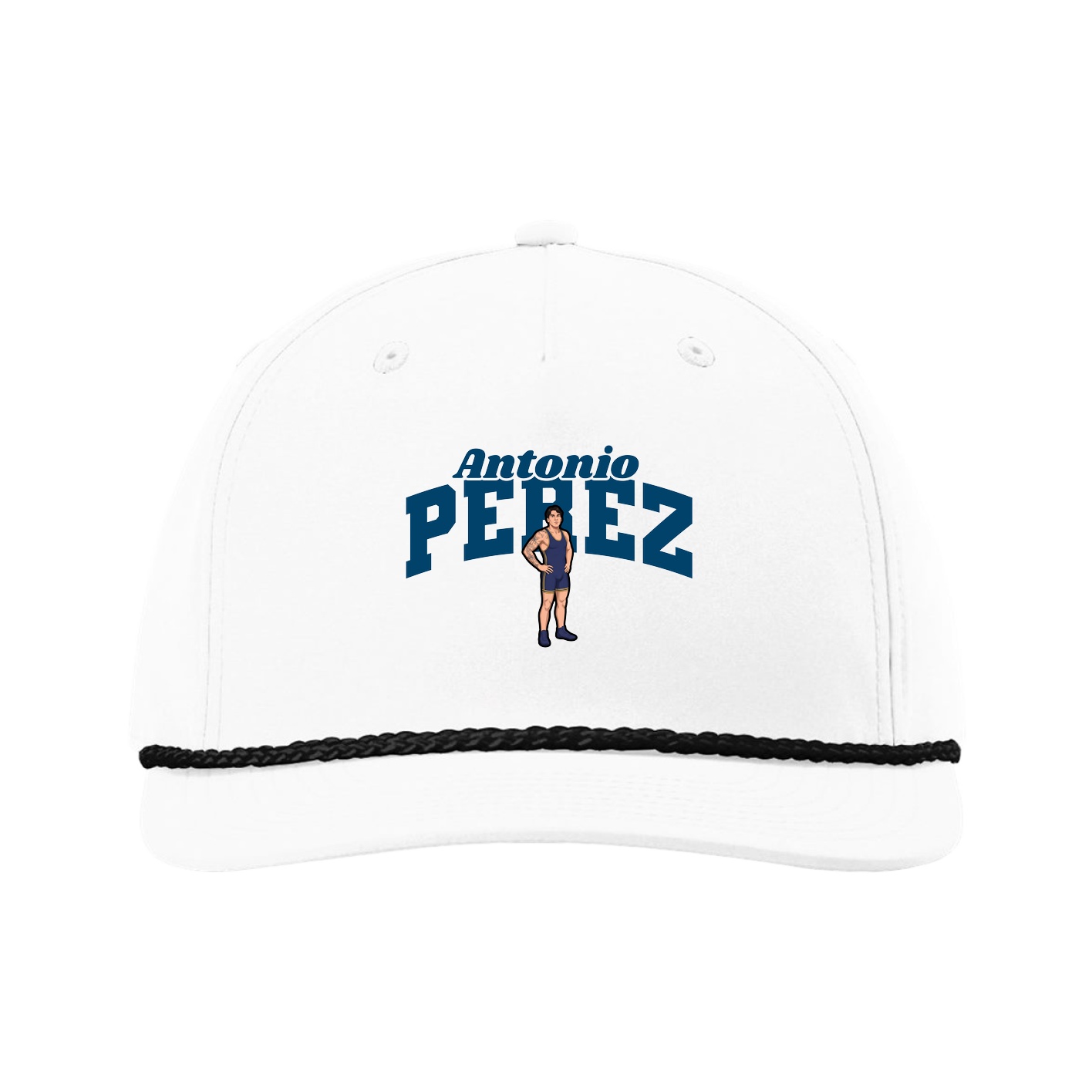 Five-Panel Classic Rope Cap — Signature Arch in White