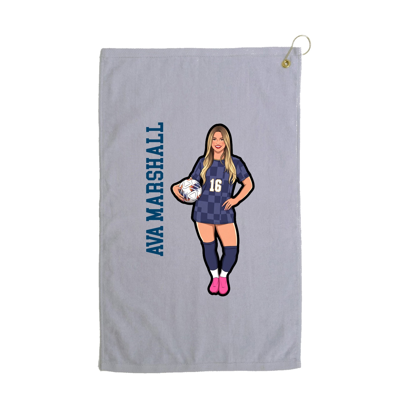 Golf Towel — Name Vertical in Grey