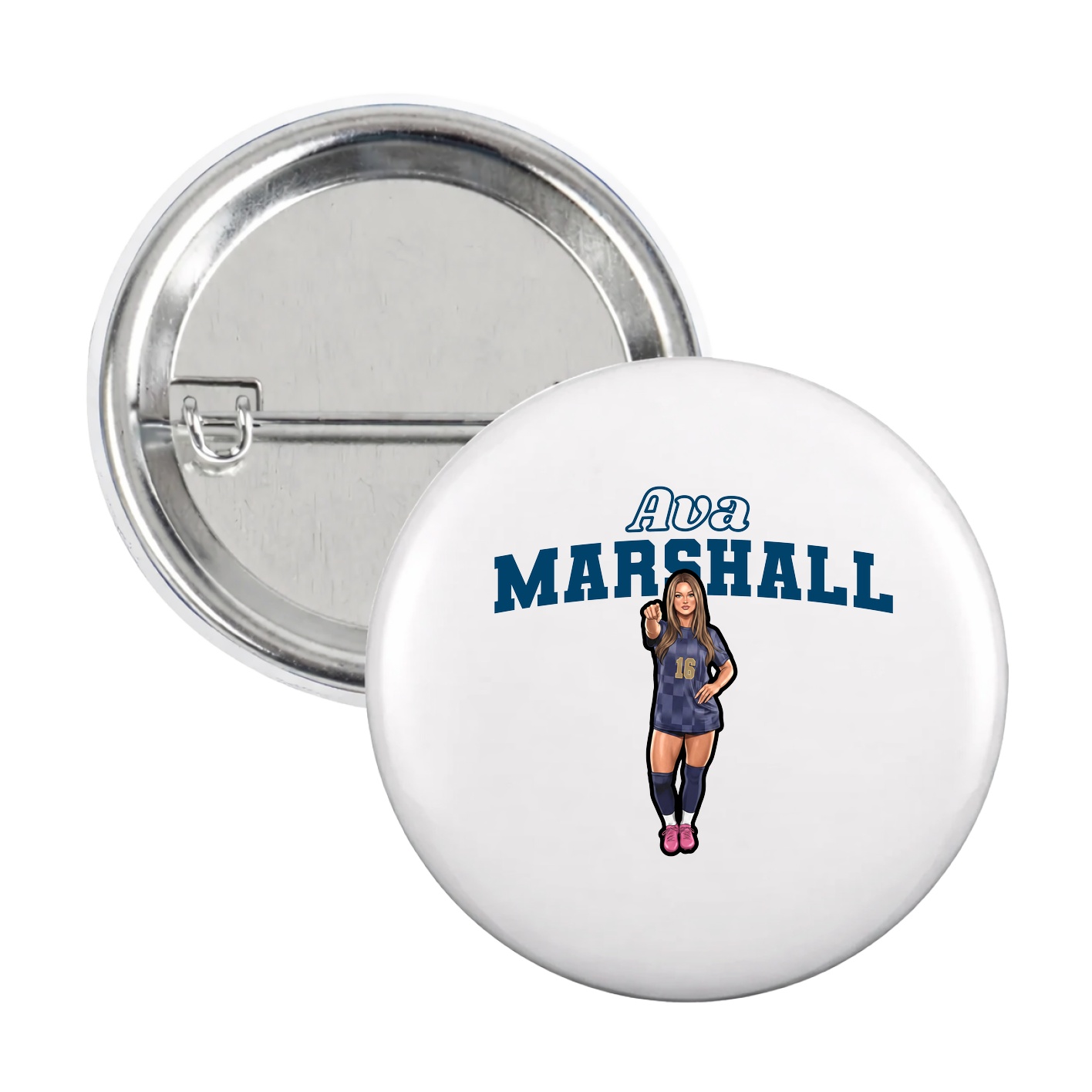 Game Day Button — Name Arch in White