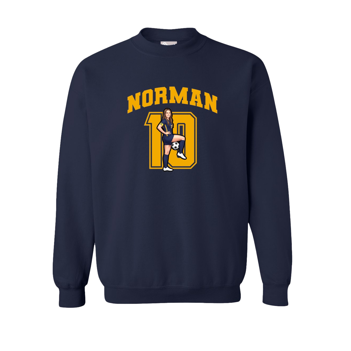 Fleece Crew — Number in Navy