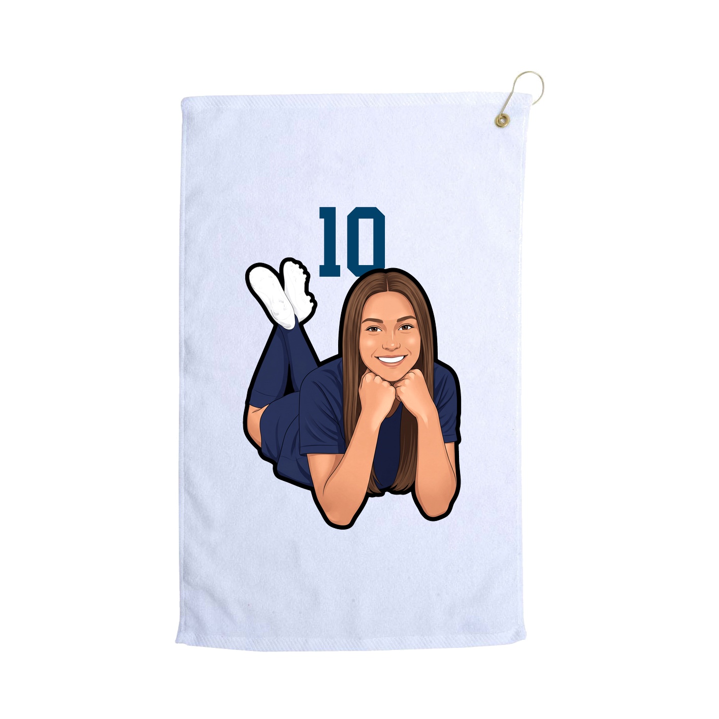 Golf Towel — Number Top in White