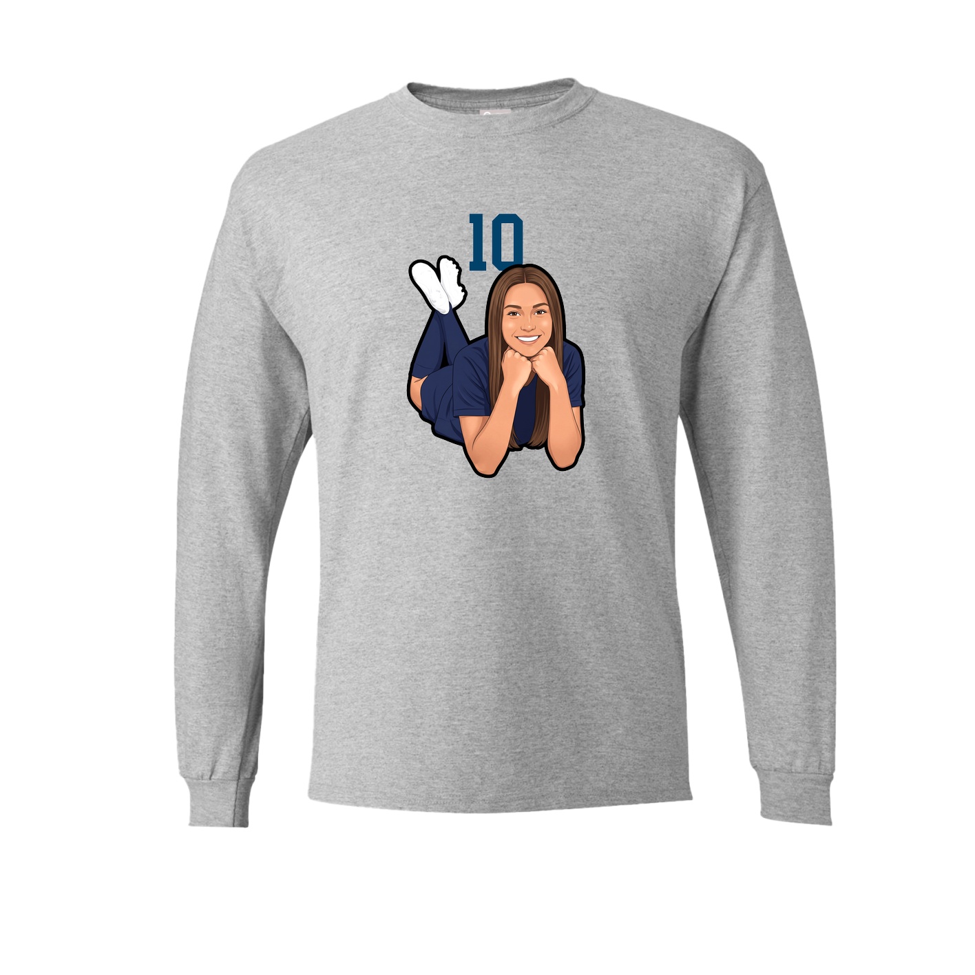 Long Sleeve Tee — Number Top in Grey