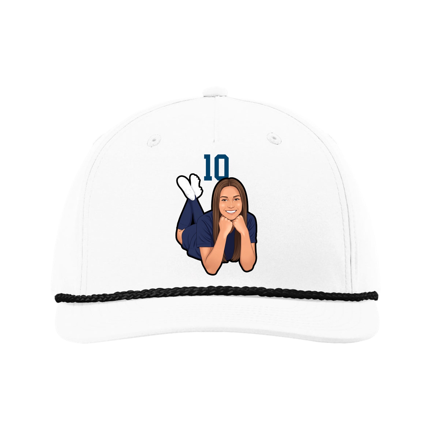 Five-Panel Classic Rope Cap — Number Top in White