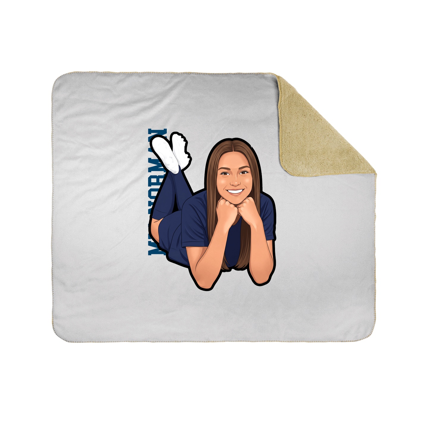 Throw Blanket — Name Vertical in White