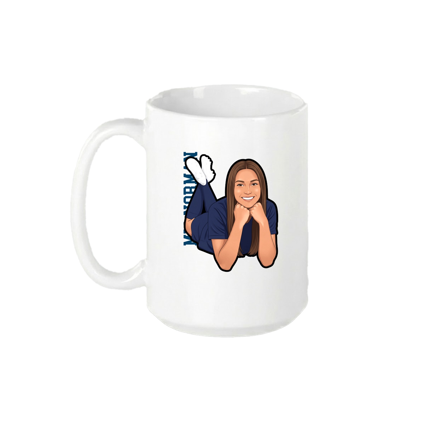 15oz Coffee Mug — Name Vertical in White