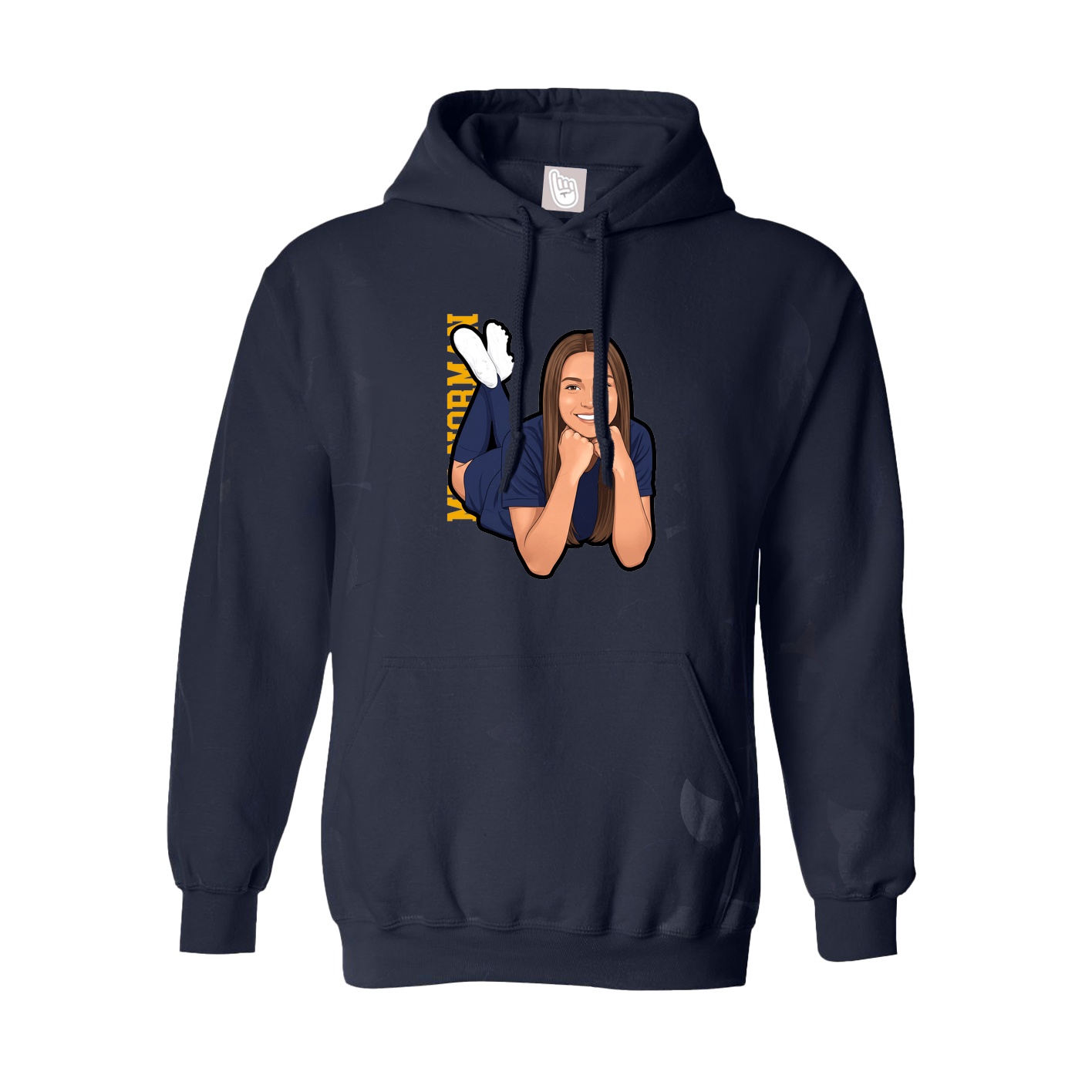 Hoodie — Name Vertical in Navy