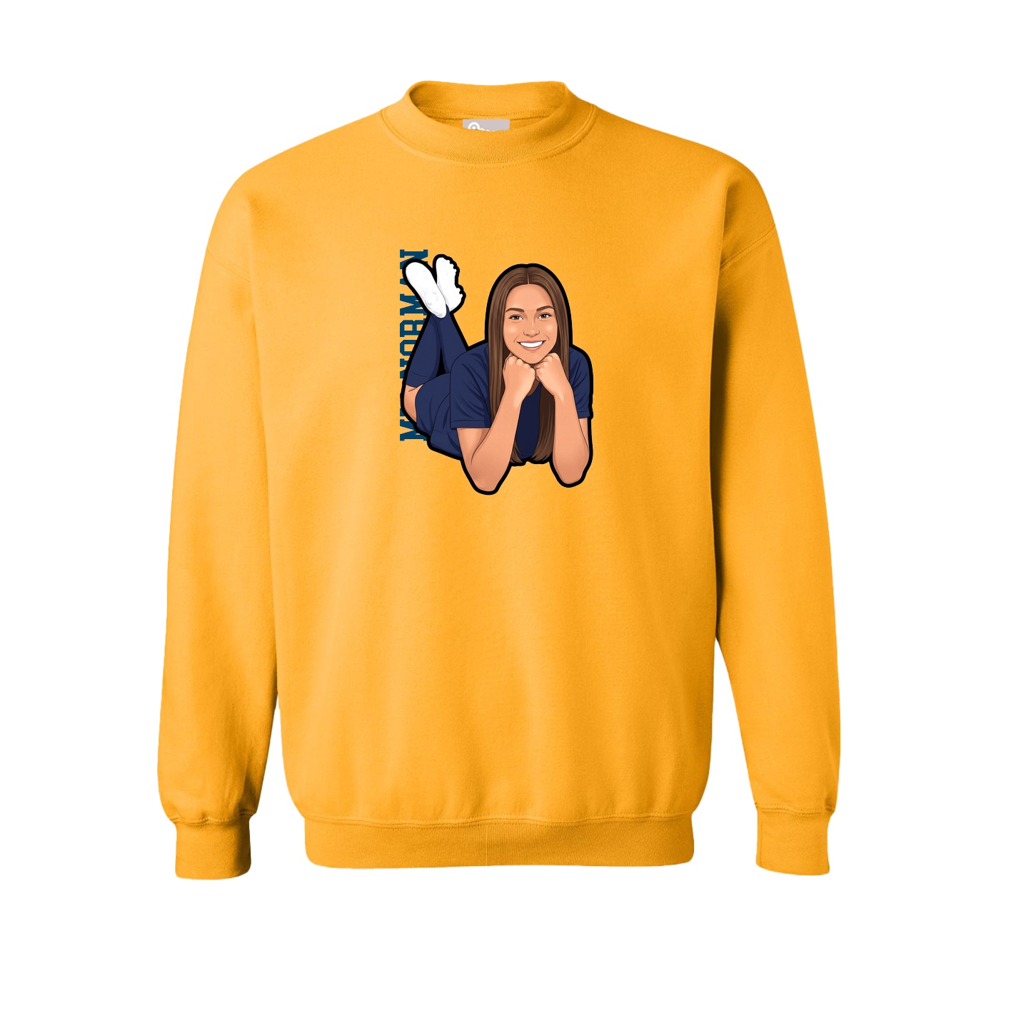 Fleece Crew — Name Vertical in Gold