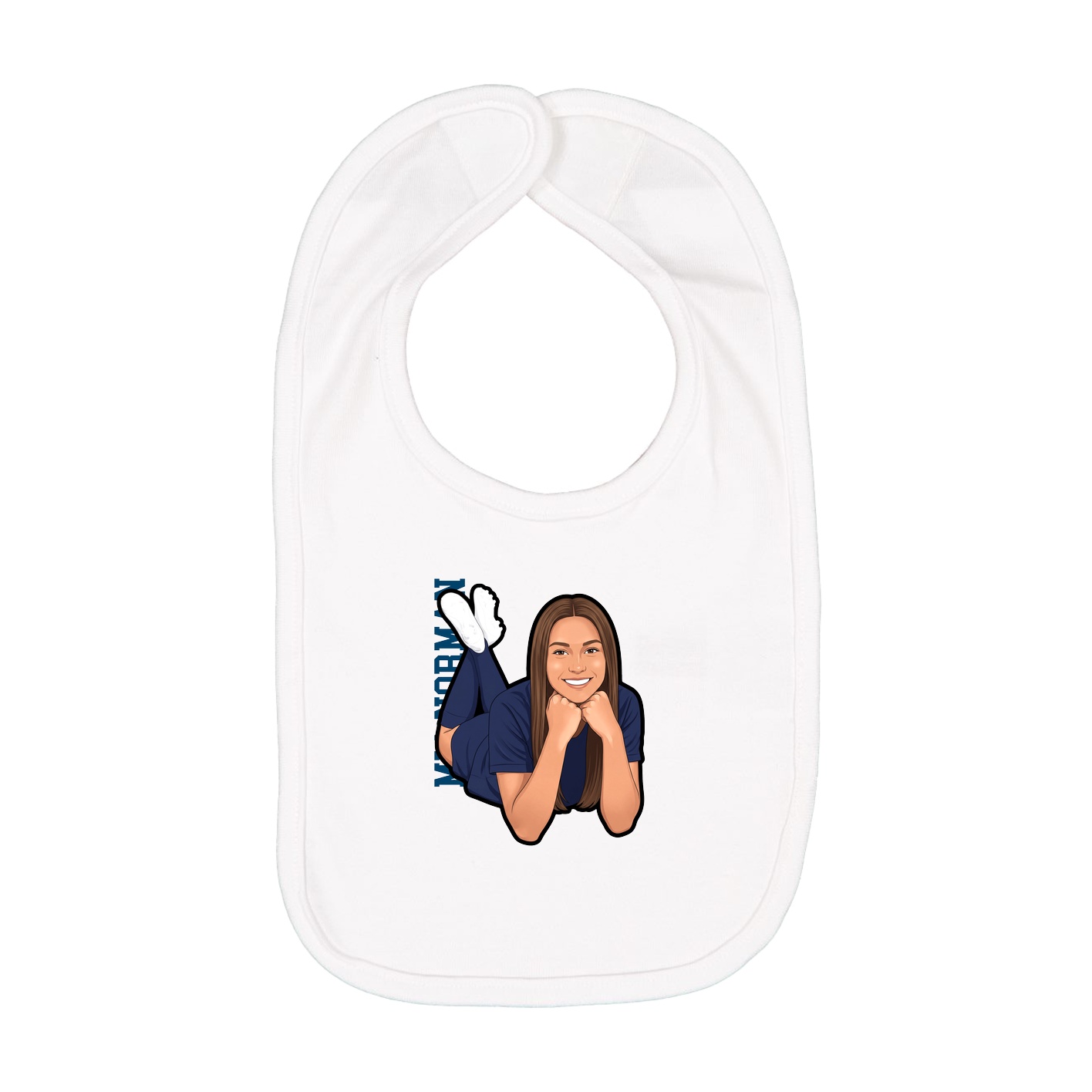 Infant Bib — Name Vertical in White