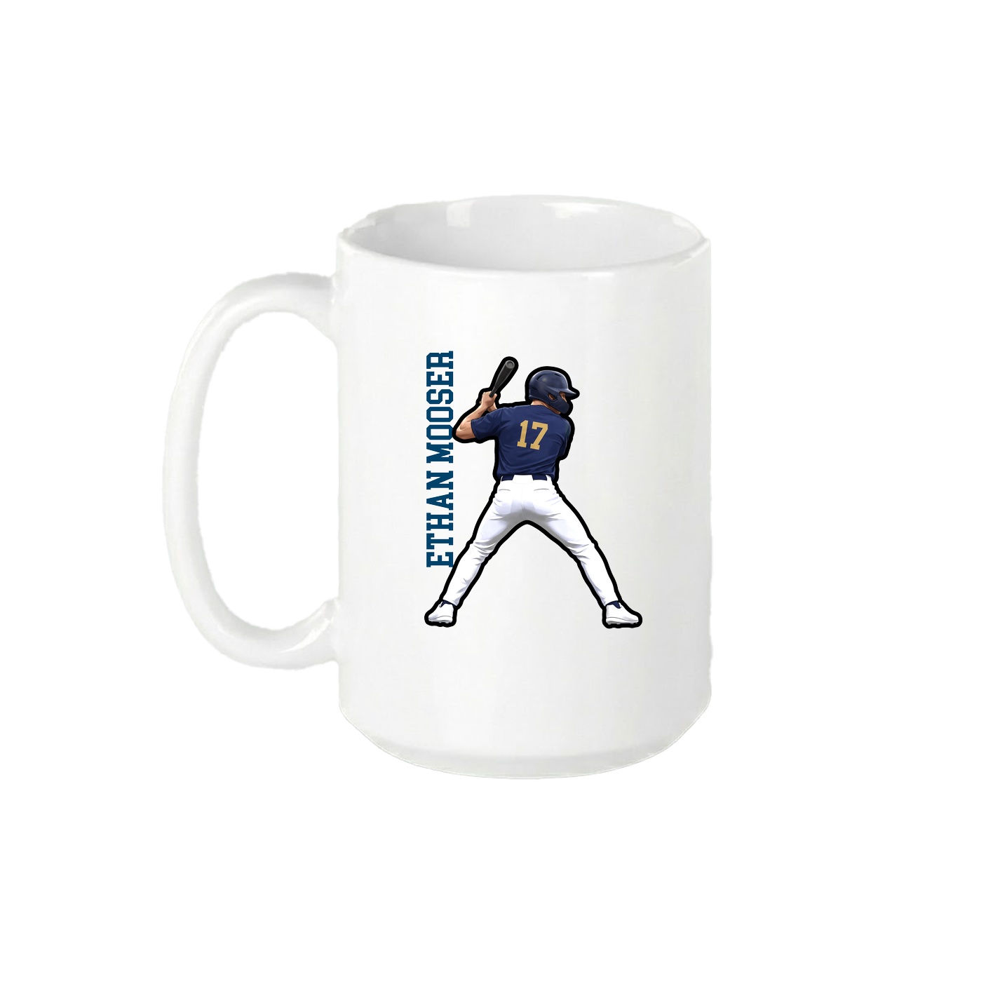15oz Coffee Mug — Name Vertical in White