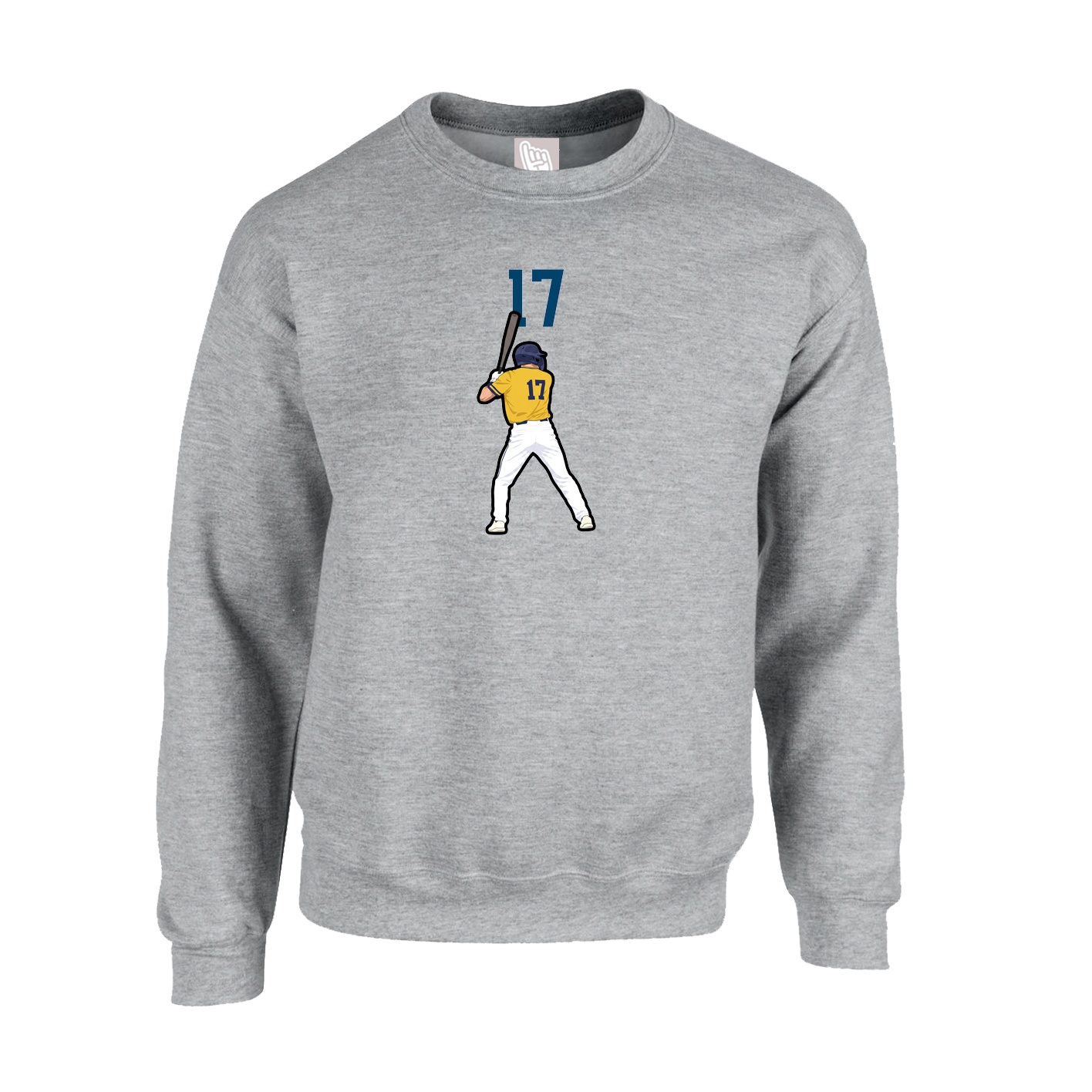 Fleece Crew — Number Top in Grey