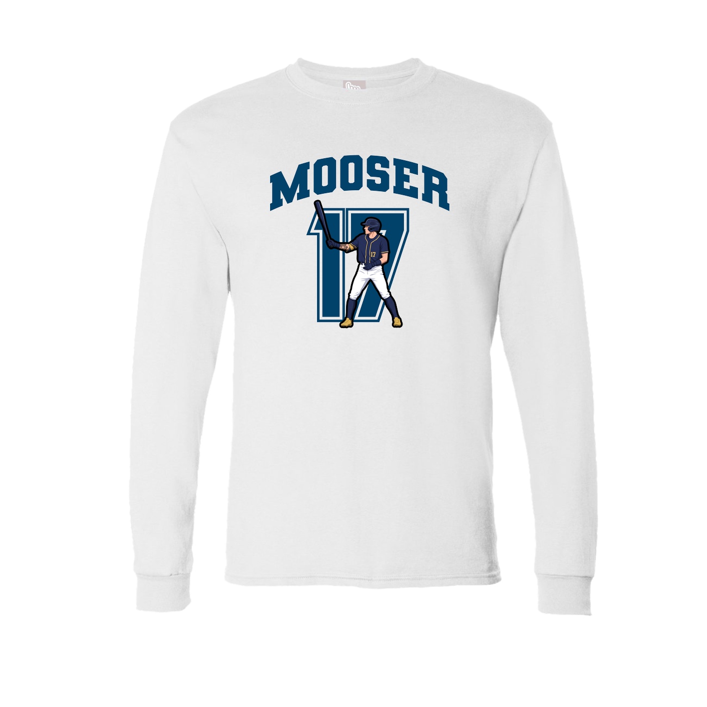 Long Sleeve Tee — Number in White