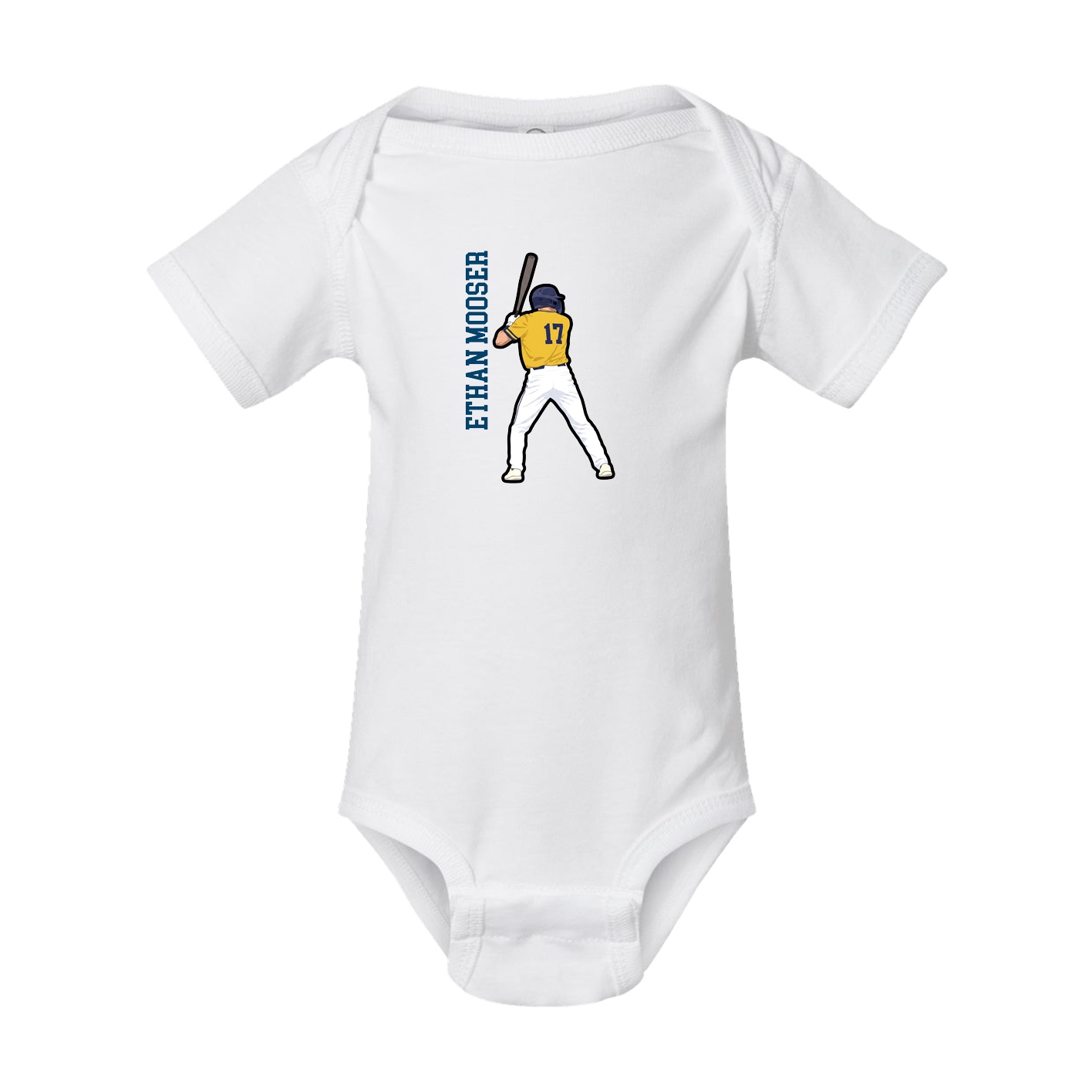 Baby Onesie — Name Vertical in White