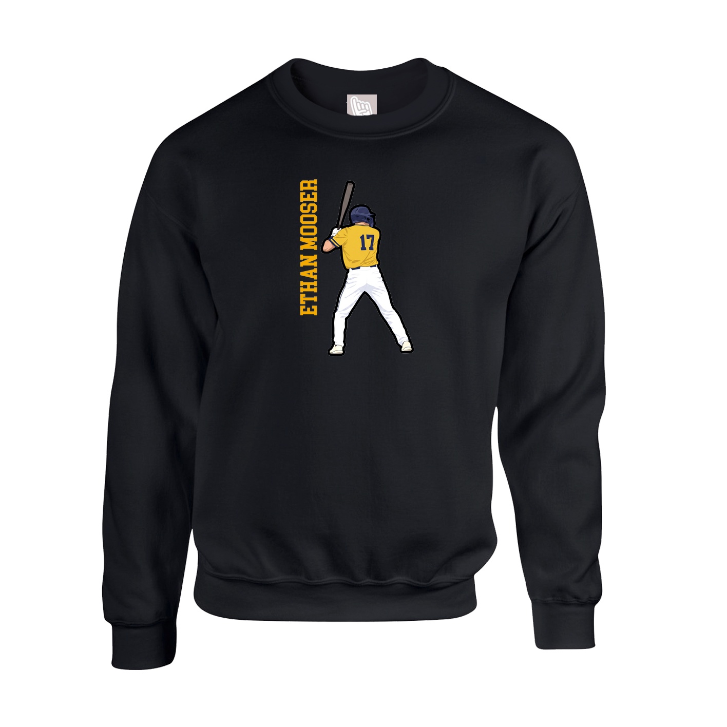 Fleece Crew — Name Vertical in Black