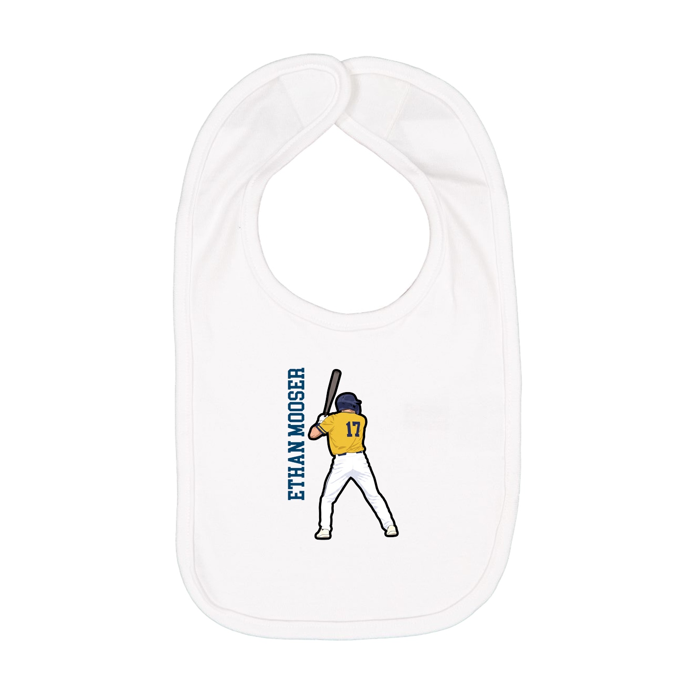 Infant Bib — Name Vertical in White