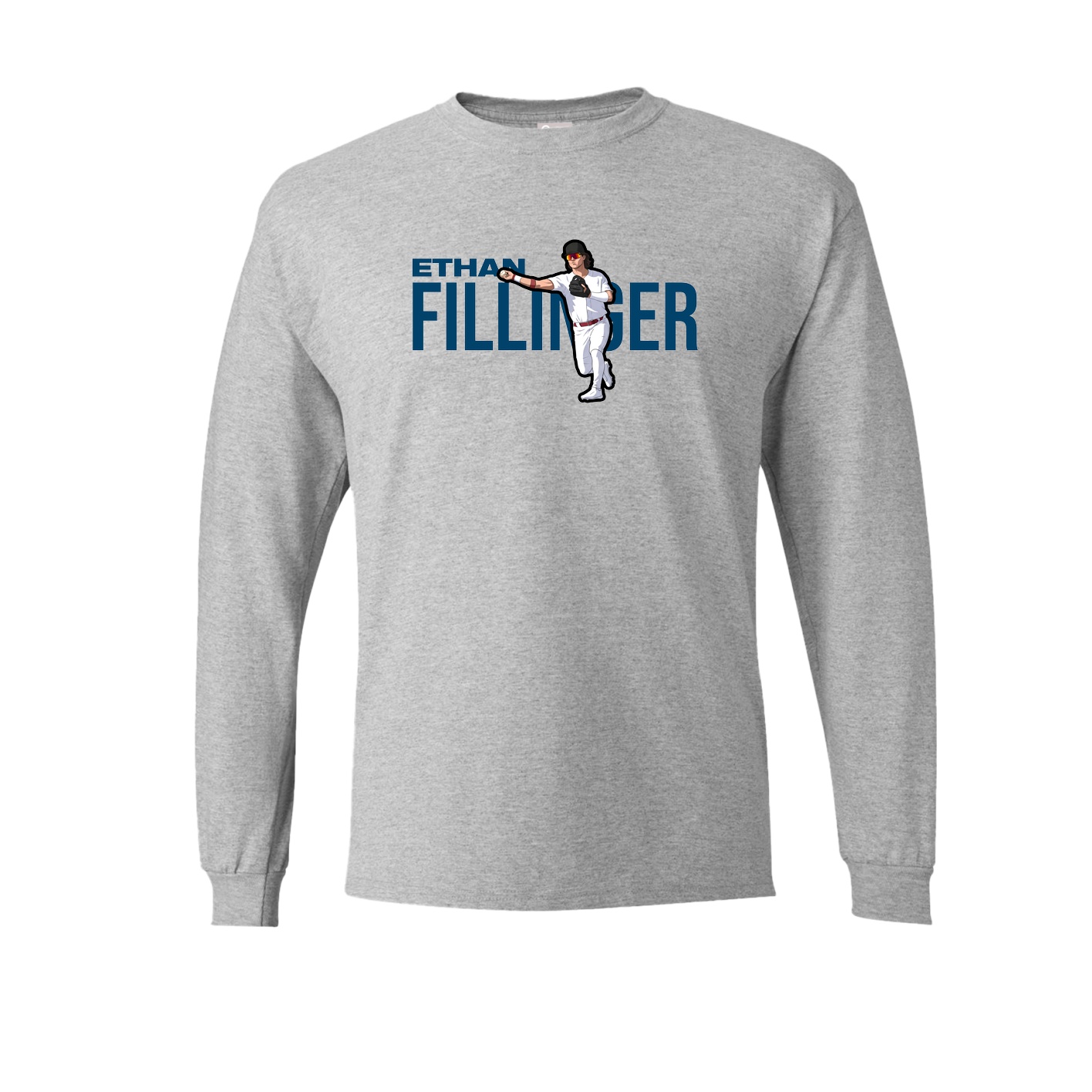 Long Sleeve Tee — Player Name in Grey