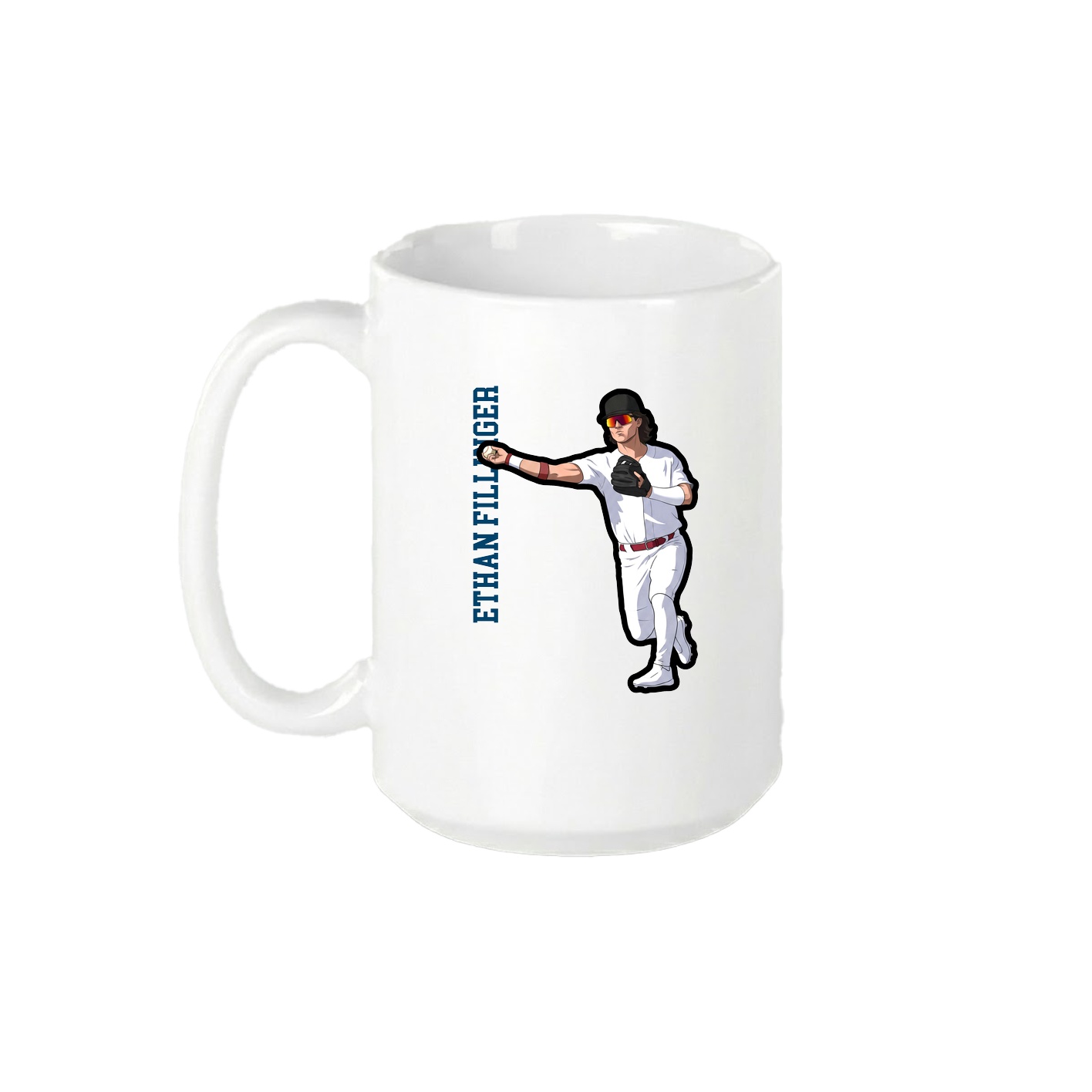 15oz Coffee Mug — Name Vertical in White