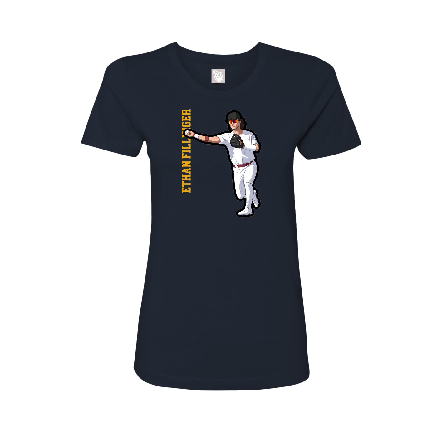 Fitted Women's Tee — Name Vertical in Navy