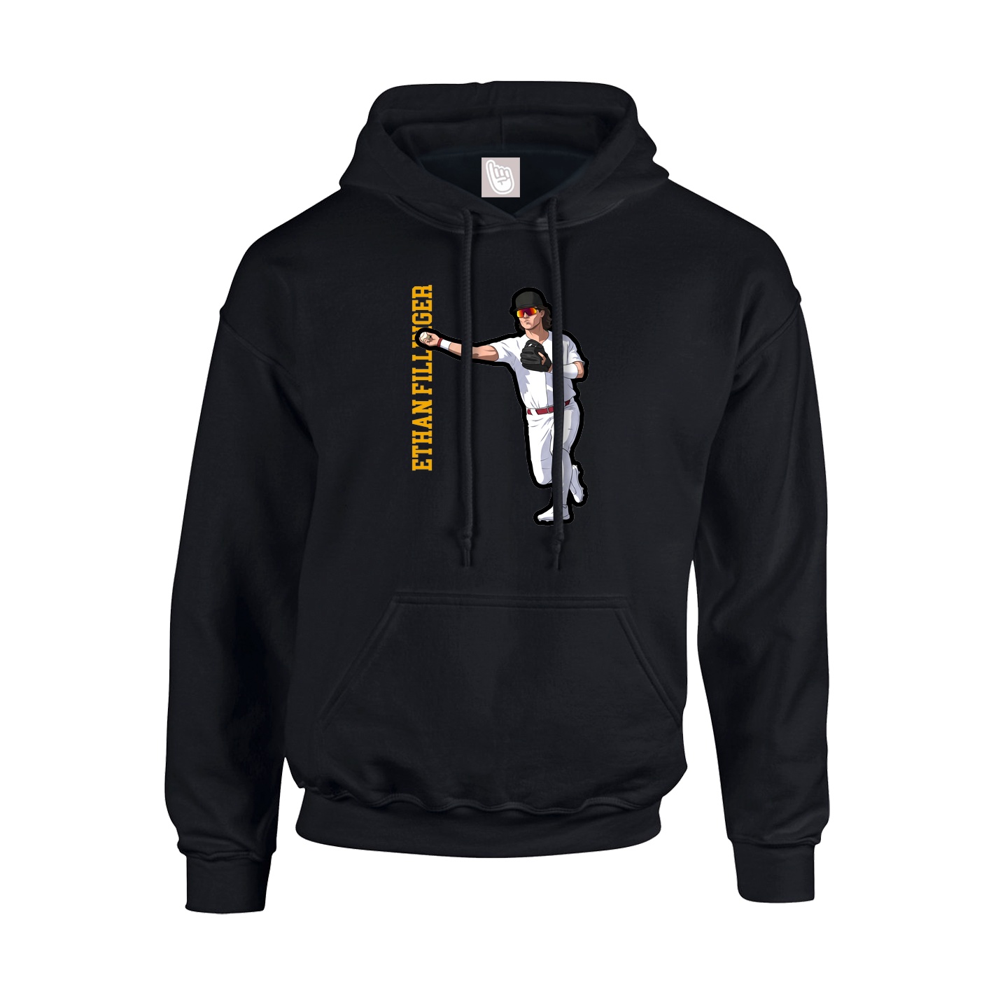 Youth Hoodie — Name Vertical in Black