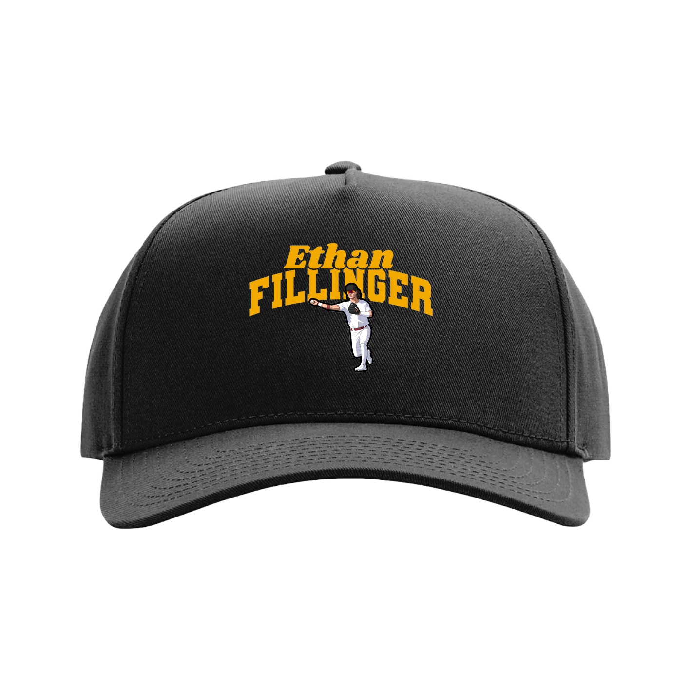 Full Fabric Five-Panel Champ Cap — Signature Arch in Black