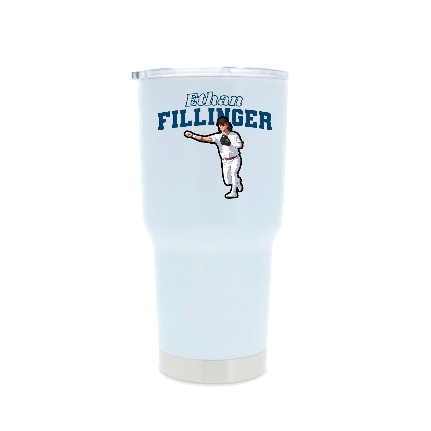 30oz Stainless Steel Tumbler — Name Arch in White