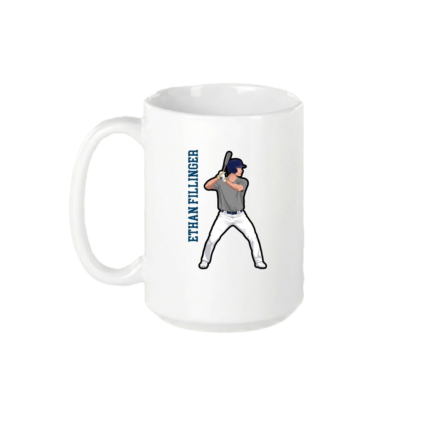 15oz Coffee Mug — Name Vertical in White