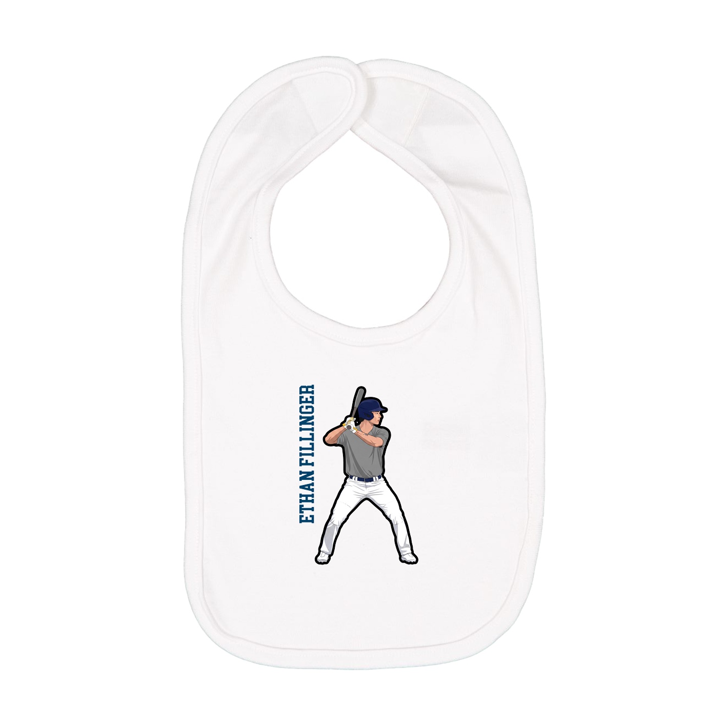Infant Bib — Name Vertical in White