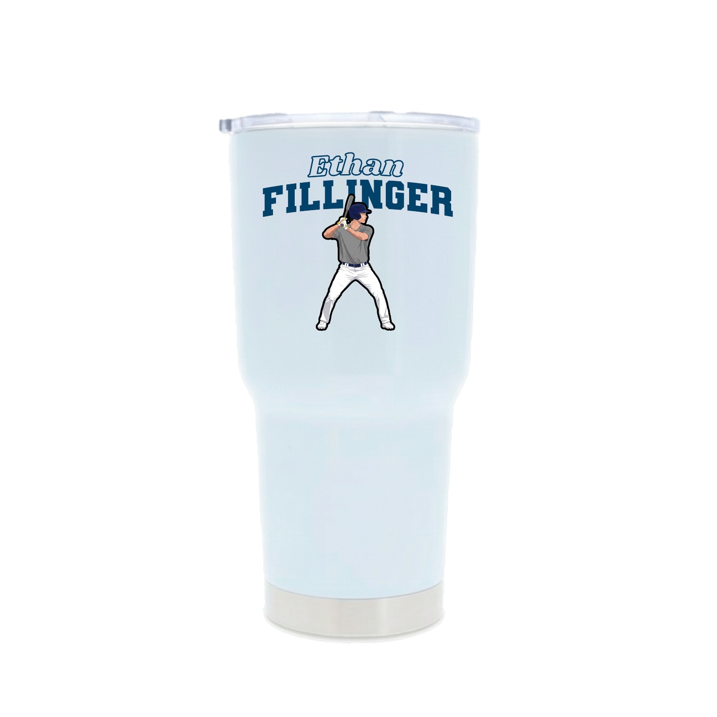 30oz Stainless Steel Tumbler — Name Arch in White