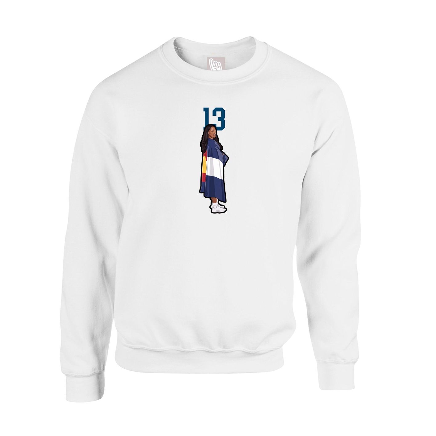Fleece Crew — Number Top in White