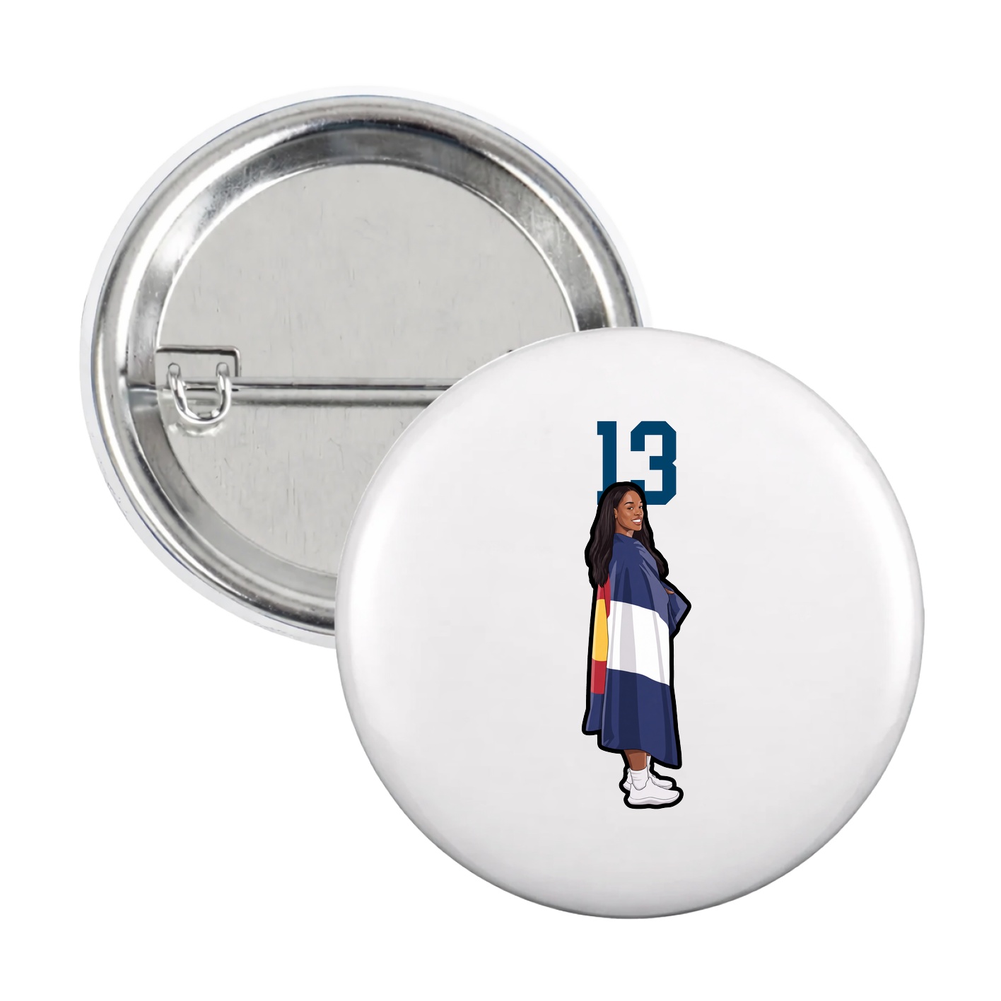 Game Day Button — Number Top in White