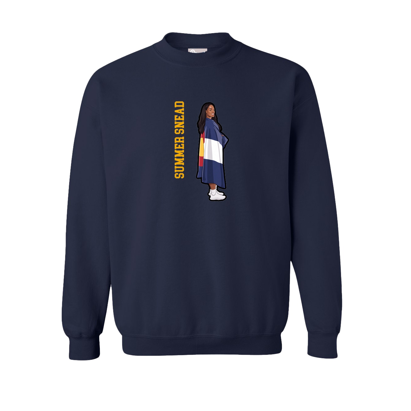 Fleece Crew — Name Vertical in Navy