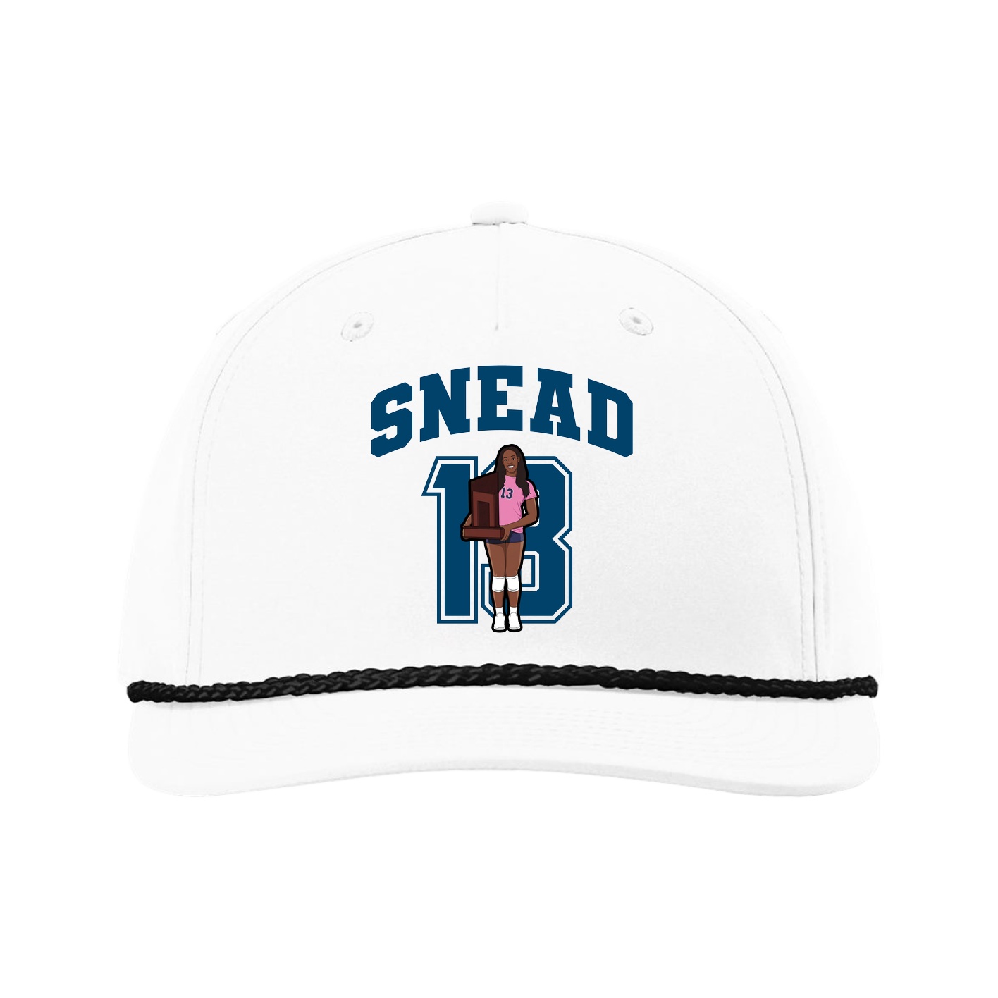 Five-Panel Classic Rope Cap — Number in White