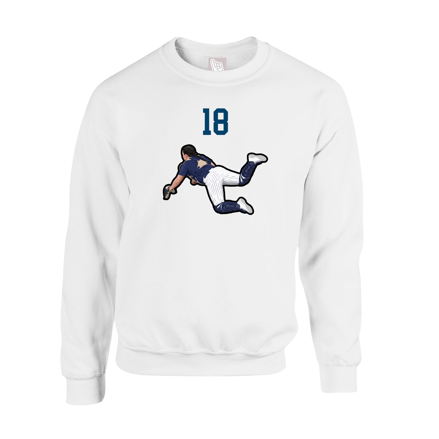 Fleece Crew — Number Top in White