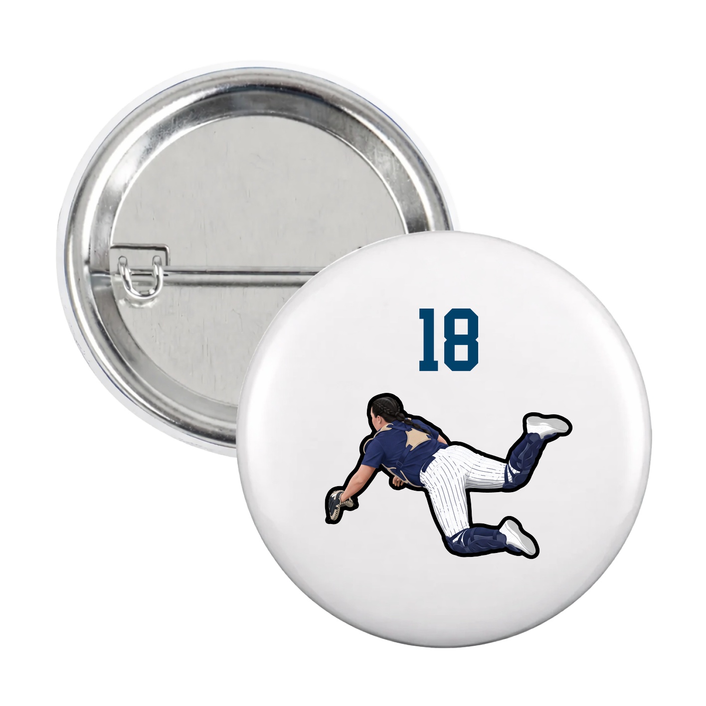 Game Day Button — Number Top in White