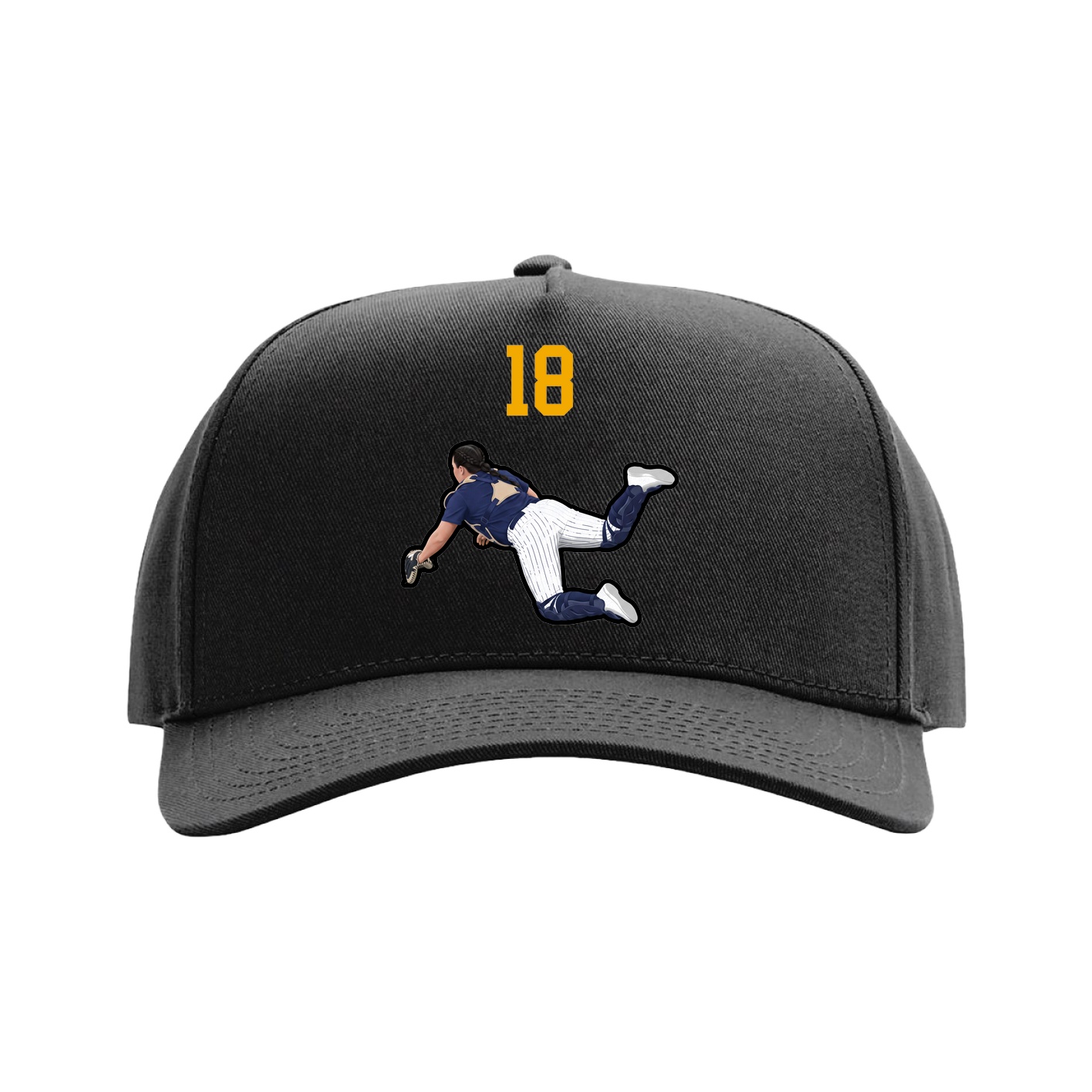 Full Fabric Five-Panel Champ Cap — Number Top in Black