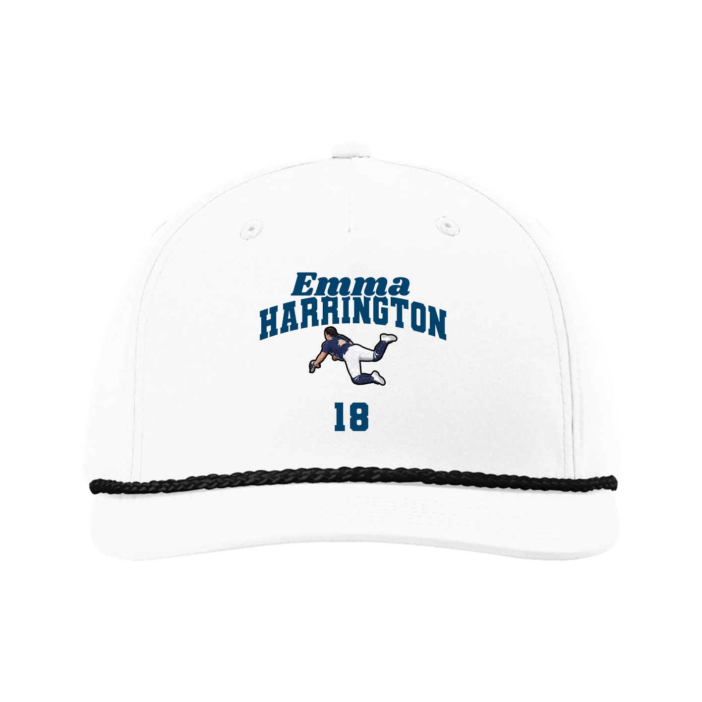 Five-Panel Classic Rope Cap — Signature Arch in White