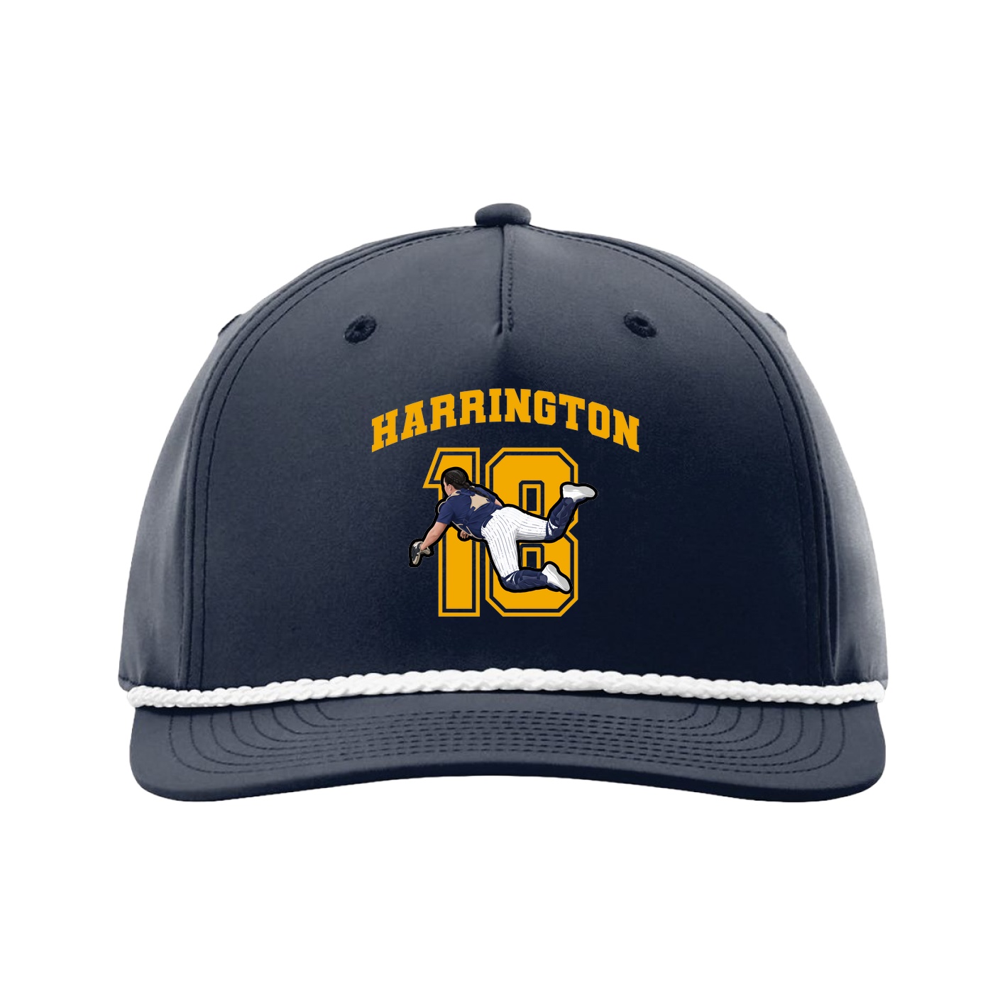 Five-Panel Classic Rope Cap — Number in Navy