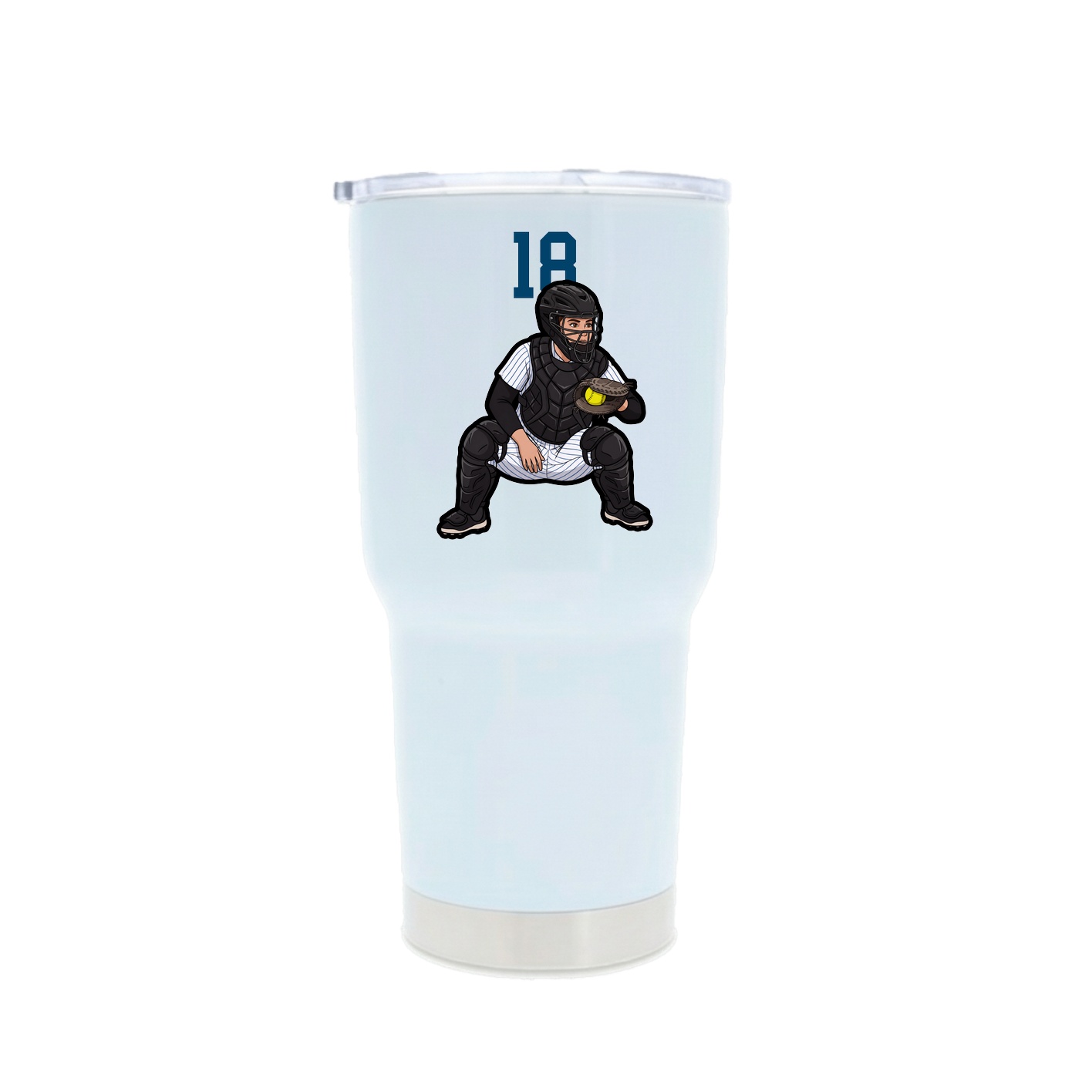 30oz Stainless Steel Tumbler — Number Top in White